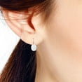 thumbnail image 2 of Minimalist Oval White Mother of Pearl Shell .925 Silver Hook Dangle Earrings, 2 of 8