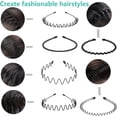 thumbnail image 4 of Metal Headband,Elastic Wavy Spring Wave Hair Band,6 Pcs Hair Bands for Men,Multi-Style Black Non-slip Metal Hair Hoop,Unisex Sport Fashion Hair Band Accessories for Women and Men, 4 of 5