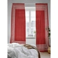 thumbnail image 3 of Sheer Curtains 84 Inches Long 2 Panels Set for Living Room, Red Retro Greek Key Semi Sheer Curtains for Windows, Geometric Greece Ancient Rustic Voile Window Treatments Rod Pocket Curtain, 3 of 7