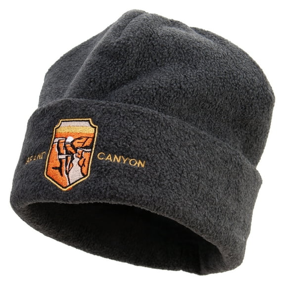 Grand Canyon Landmark Logo Embroidered Big Size Reversible Micro Fleece Cap - Charcoal XL-3XL