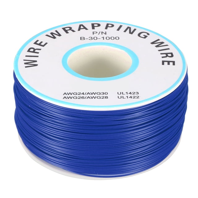AWG30 656.2FT Cable de envoltura de placa de prueba Soldadura de PCB Cable de cobre estañado recubierto de PVC, 1 volumen azul