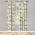 thumbnail image 3 of Botanical Curtains 2 Panels Set, Vintage Inspired Pattern of Floral and Leafy Bloom, Window Drapes for Living Room Bedroom, 56"W X 84"L, Dried Rose Peacock Green, by Ambesonne, 3 of 5