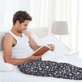 thumbnail image 4 of Uemuo Daisies Flowers Pattern Men's Wide Leg Palazzo Lounge Pants with Pockets Light Weight Loose Comfy Casual Pajama Pants-Medium, 4 of 9