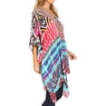 thumbnail image 4 of Sakkas Aymee Women's Caftan Poncho Cover up V neck Top Lace up With Rhinestone - UM232-Multi - One Size Regular, 4 of 5
