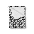 thumbnail image 2 of Retro Soft Flannel Fleece Throw Blanket, Bold Pattern with Thick Brushstrokes and Thin Stripes Monochrome, Cozy Plush for Indoor and Outdoor Use, 60" x 80", Black and White, by Ambesonne, 2 of 5