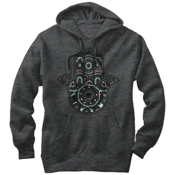 Women's CHIN UP Hamsa Palm  Pull Over Hoodie Charcoal Heather 2X Large