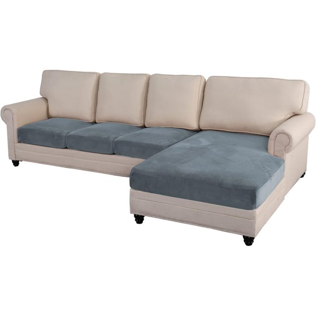 Sectional Couch Covers Pieces Knitted Jacquard Sofa Seat Cushion Covers L Shape Separate Cushion Couch Chaise Cover for Both Left/Right Sectional Couch ( Seater + Chaise )