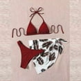 thumbnail image 4 of Cethrio Women's 3 Piece Swimsuits Sun Print Halter Triangle Tie Side Bikini Bathing Suit with Cover Up Beach Skirt,Red,Size 6,Trajes de baño, 4 of 7