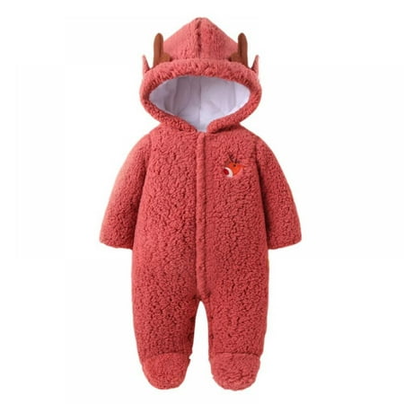 

Newborn Baby Jumpsuit Hooded Fleece Rompers Long Sleeve Onesies Outwear Outfits