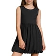 thumbnail image 2 of Ashirexll Robes d'Été pour Ados Enfants Sans Manches Extensibles Couleur Unie Ligne A Tournoyantes Patineuse École Récital Robe pour Ados, 2 of 6
