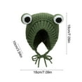 thumbnail image 2 of Frogs Eye Knitted Beanie Hat for Winter & Autumn - Adjustable Warm Outdoor Cap, 17.7-19.3in Circumference, Polyester, Green/Yellow/Beige/Khaki/Red, 2 of 4