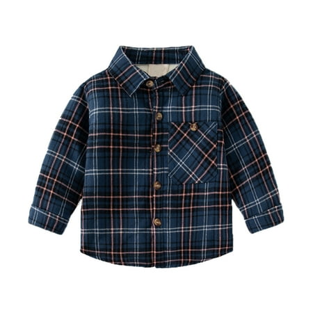 

nsendm Boys Fall Jacket 5t Toddler Boys Winter Long Sleeve Thicken Shirt Coat Tops Outwear For Babys Clothes Winter Jacket 5t Outerwear B 18-24 Months