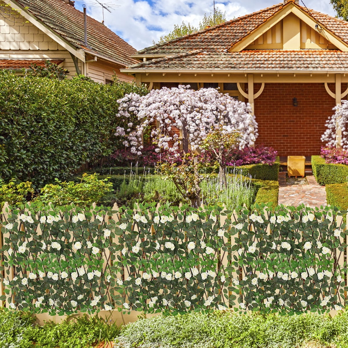 Adifare Artificial Leaf Fence Expandable Faux Leaf Privacy Fence