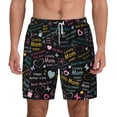 thumbnail image 2 of Picia I love you Mom pattern Mens Swim Trunks with Compression Liner Stretch Beach Shorts Quick Dry with Zipper Pockets No-Chafing Board Shorts-3X-Large, 2 of 9
