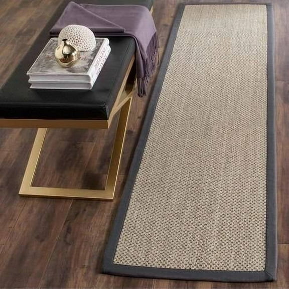 SAFAVIEH Natural Fiber Juniper Border Sisal Runner Rug, Marble/Grey, 2' x 12'