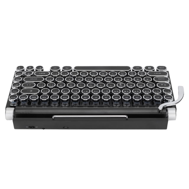 Keyboard, Adjustable Brightness Removable Retro Typewriter Punk Keycap With Key Puller Replacement Shaft For School For Family
