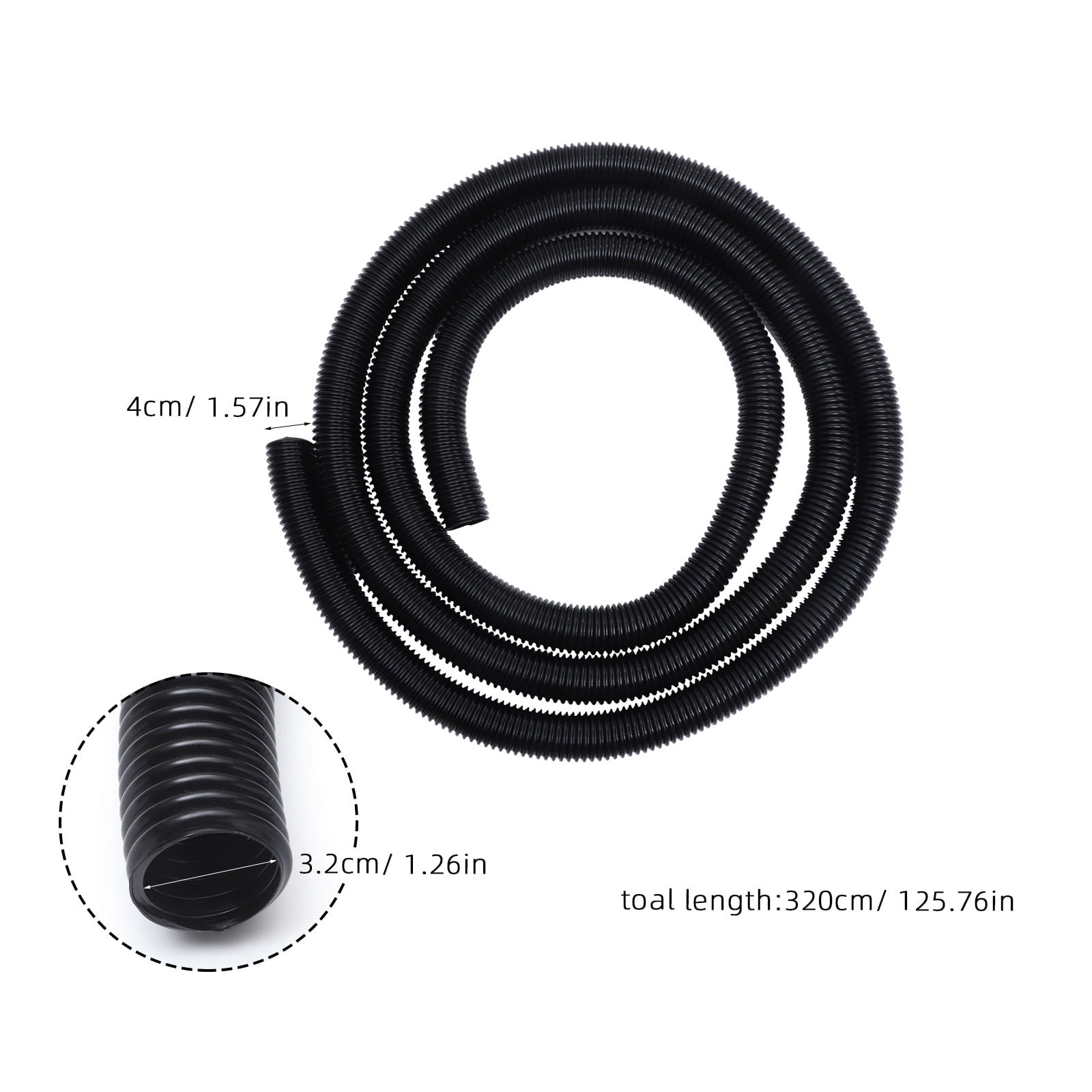 Hytrove PVC Vacuum Hose, Black, Smooth Interior, Flexible Design