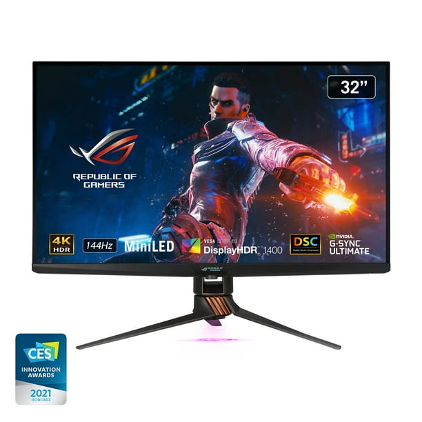 Monitor para juegos ASUS ROG Swift 32" 4K HDR - 144 Hz DSC, monitor de PC UHD (3840 x 2160), Mini-LED IPS con G-SYNC Ultimate, atenuación local, ideal para escritorio y monitor de computadora Negro -