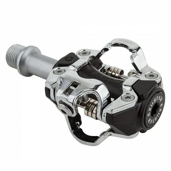 Exustar PM211 Dual Sided Clipless MTB Pedals SPD 9/16" Chromoly Axle Blk/Silver