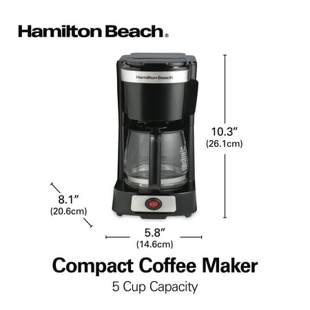 Hamilton Beach - Compact 5-Cup  Coffee Maker - BLACK