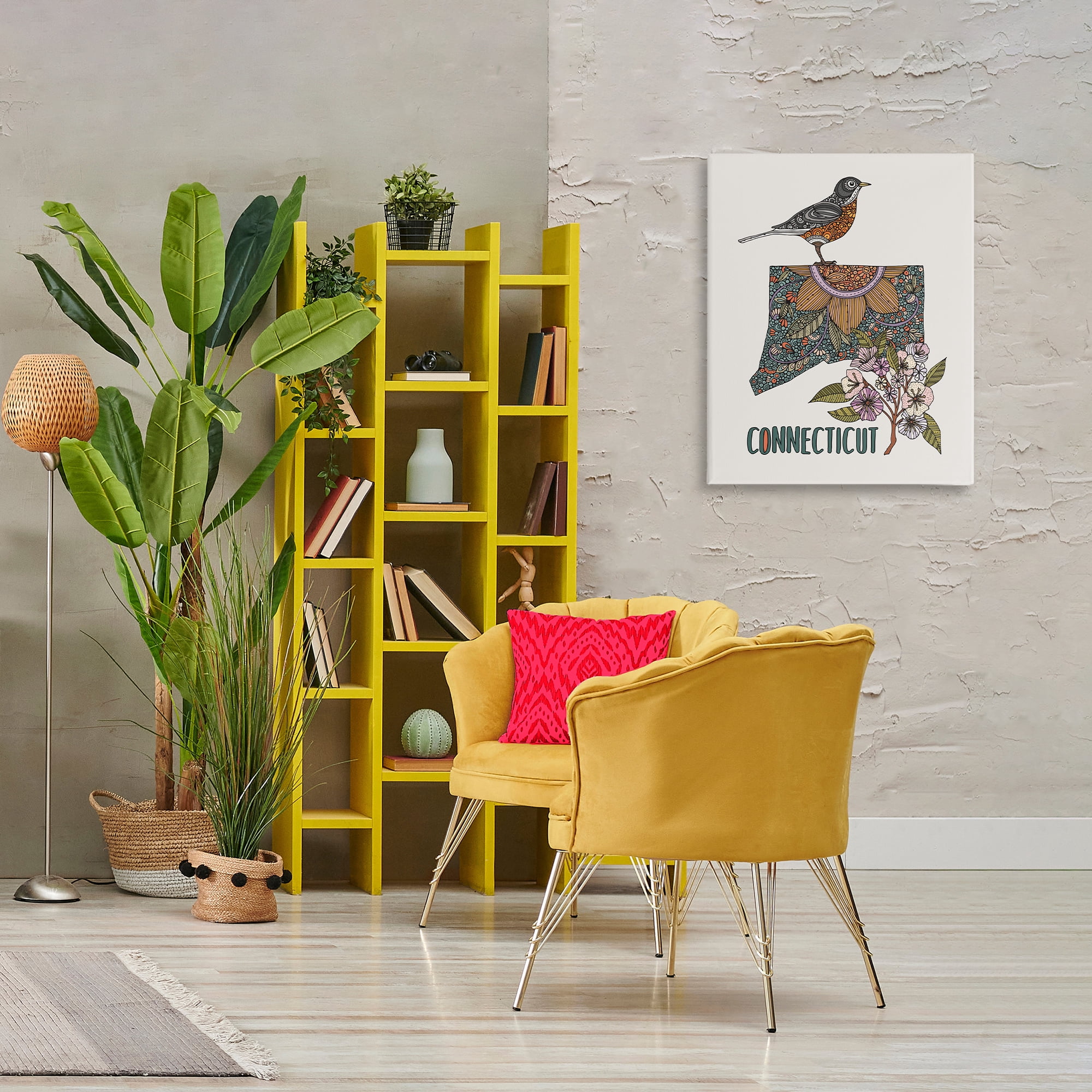 Stupell Industries Floral Connecticut State Botanical & Floral Painting Gallery Wrapped Canvas Art Print Wall Art, 24 x 30