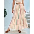 thumbnail image 6 of Women'S Color Block Skirt Elastic Waist Bohemian Patchwork Midi Skirt Casual Summer Maxi M, 6 of 9
