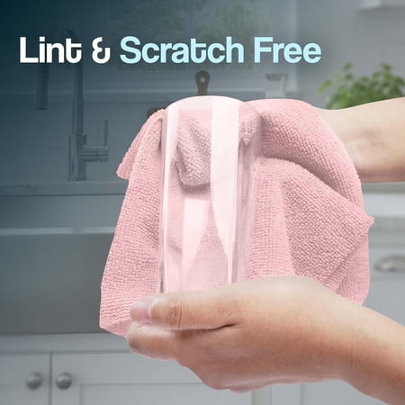 PYYNA-Microfiber Cleaning Cloth Roll (Value Pack of 75) – Size 12×12 Inches Highly Absorbent Microfiber Rolls Reusable Paper Towels Lint Free Cleanang Towels Pink Kitchen Towels