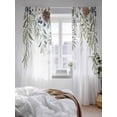 thumbnail image 3 of Winter Christmas Sheer Curtains 96 Inch Long 2 Panels, Pine Leaves Blue Berry Hazelnut Cotton Light Filtering Rod Pocket Semi Sheer Curtains, Sheer Voile Drapes for Living Room Bedroom, 52"x96", 3 of 5