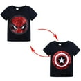 thumbnail image 1 of Boys Spiderman T-shirt Sequins Turn Over Pattern Changing Short Sleeve Tops Kids Tee, 1 of 4