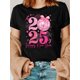 thumbnail image 1 of New Year's Eve Women's Maroon T-Shirt with Pink Fireworks & Happy New Year Print, Casual Round Neck Camisetas para mujer, lindas camisetas con estampado gráfico, de manga corta, estilo casual, para ve, 1 of 7