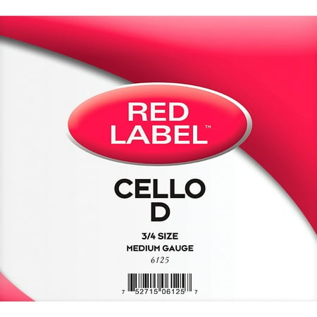 Super Sensitive Red Label Series Cello D String 3/4 Size, Medium