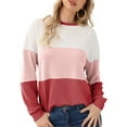 thumbnail image 3 of Pdbokew Womens 2025 Fall Winter Sweaters Casual Long Sleeve Ribbed Knit Crew Neck Lightweight Pullover Red L, 3 of 7