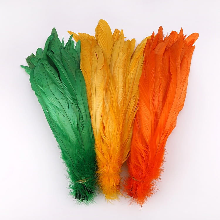 XmhyTop-A 100pcs Rooster Tail Feathers 30-35cm for DIY Crafts, Costume Performance Decorations,Craft Feathers,Gold Yellow
