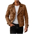 thumbnail image 2 of LEKWK Double Breasted Jacket for Men Vintage Casual Stand Collar Military Style Pea Coat Fall Winter Outerwear Classic Windbreaker with Pockets, 2 of 8
