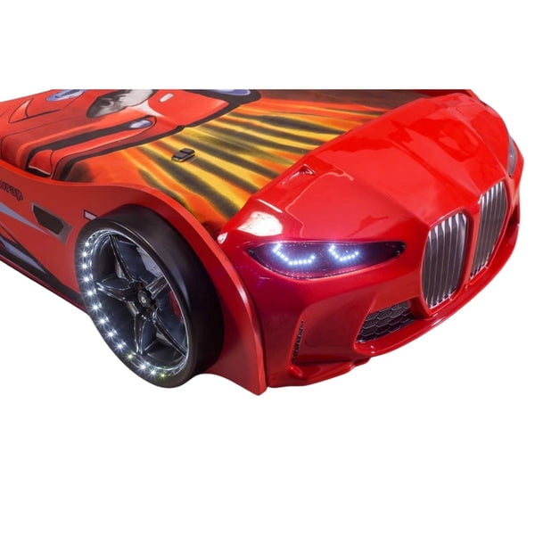 GTX Twin Race Car Bed with LED Lights & Sound FX, Kids Racing Bedroom Furniture