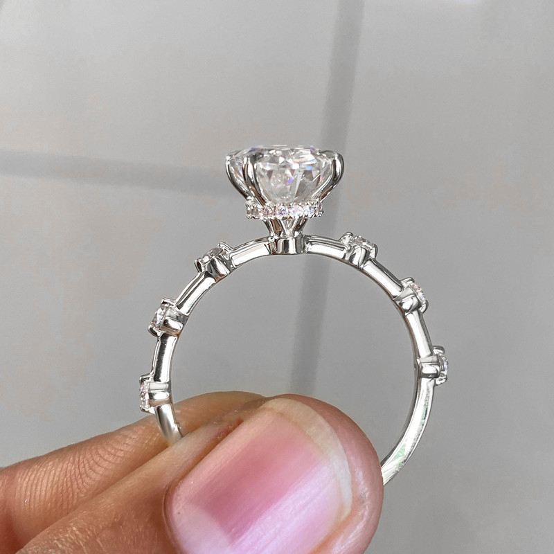 Cora Jewellery 2.75TCW Distance Diamond Oval Moissanite Engagement Ring For Women, 10K White Gold