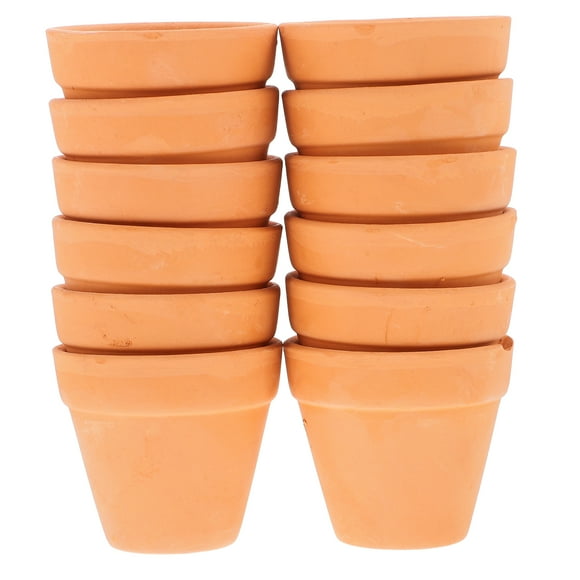 12 Pcs Pots de Jardinière en Terre Cuite : Mini Pots en Argile avec Trou de Drainage pour Plantes d'Intérieur pour Fleurs, Succulentes, Cactus et Herbes