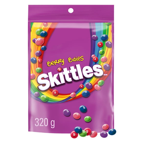 SKITTLES, Baies, bonbons à mâcher, sac pour plats à bonbons, 320g