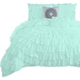 thumbnail image 2 of DNG Creations 3 Piece Luxury Circle Ruffle Comforter with 1 Freebie Ruffle Pillow All-season 550 GSM 800TC, 100% Egyptian Cotton ( Full/Queen Size ) Solid Auqa Blue Colour, 2 of 5