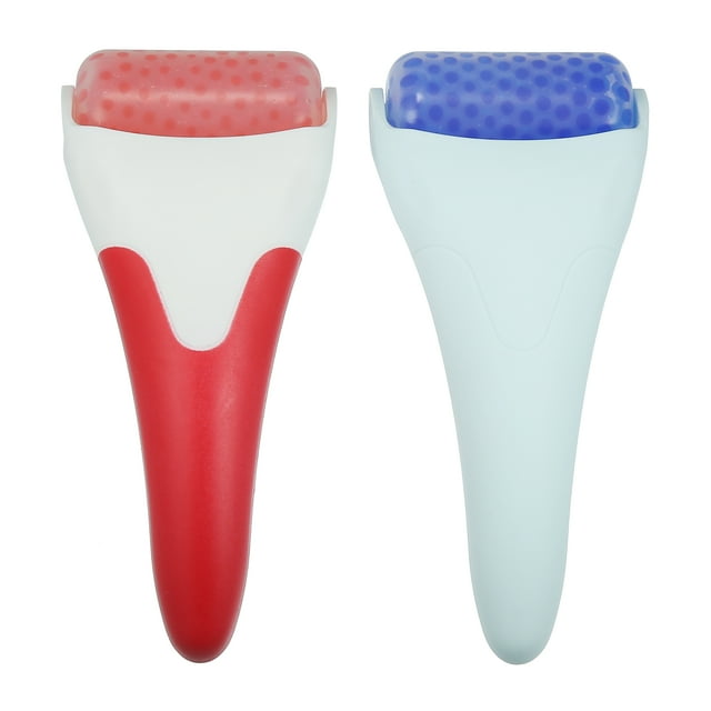 Unique Bargains Rouleau de Glace Vocoste pour le Visage Rouleau de Glace pour le Visage Masseur Rouleau Facial Outils de Soin de la Peau Bleu et Rouge 2 Pcs