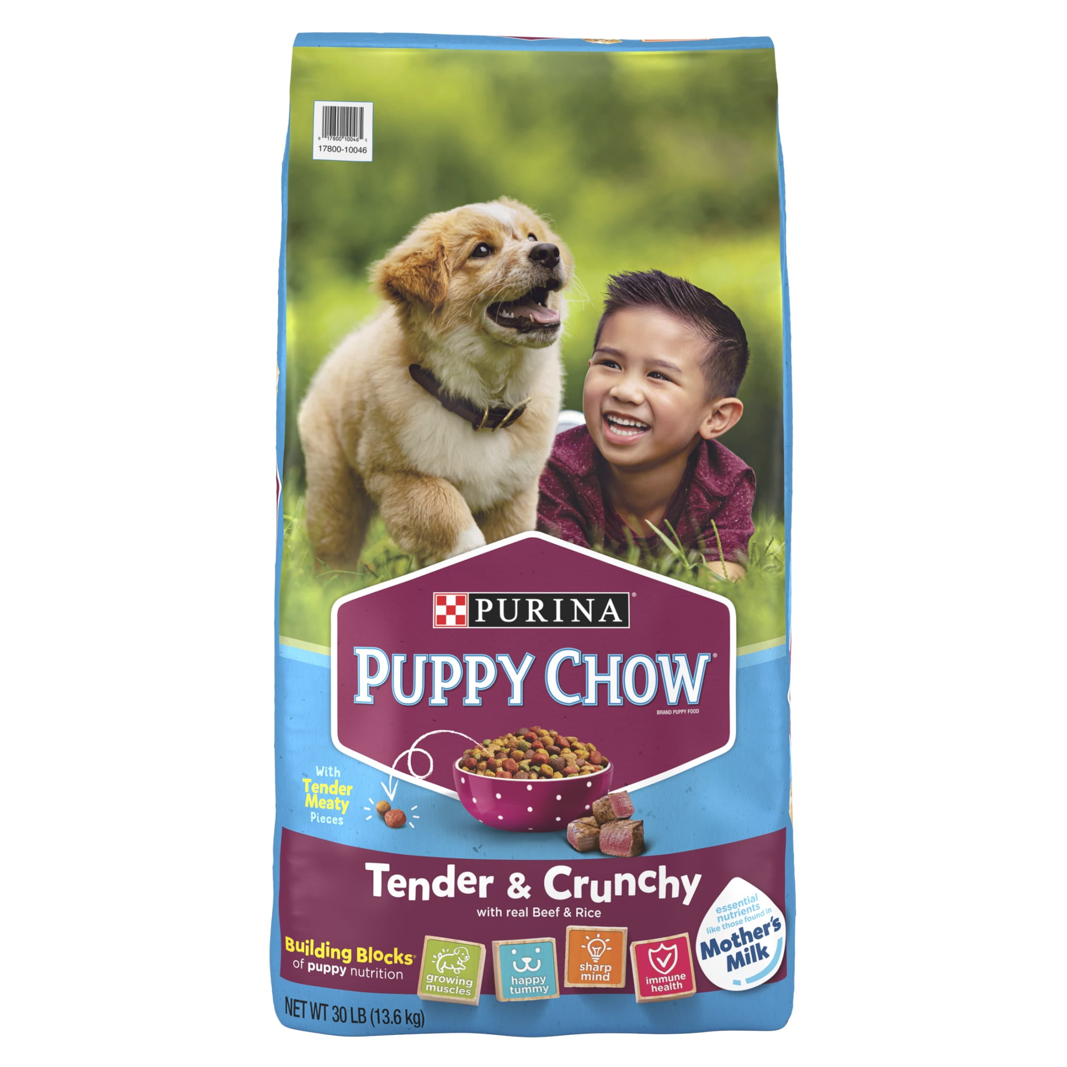 (3 pack) Purina Puppy Chow Dry Dog Food, Tender & Crunchy High Protein Real Beef & Rice, 30 lb Bag