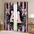 thumbnail image 2 of Homewish Bowknot Monogrammed A Blackout Curtains Set of 2 (52x84 Each) for Girls, Vintage Bohemian Flower Window Curtains, Black Pink Fashion Curtains and Drapes, Curtains and Drapes Home Decor, 2 of 6