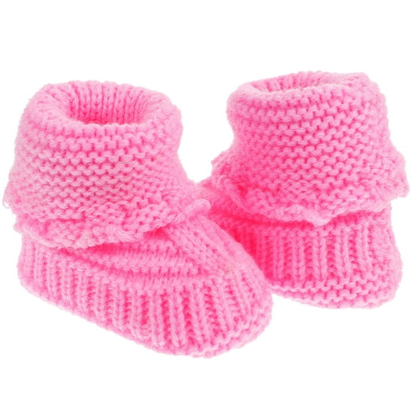 COMPUKAS Woolen Yarn Baby Booties Pink Newborns 1 Pair