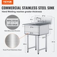 thumbnail image 2 of VEVOR Stainless Steel Prep & Utility Sink, 1 Compartment Free Standing Small Sink Include Faucet & legs, 27"x41" Commercial Single Bowl Sinks for Garage, Restaurant, Kitchen, Laundry, 2 of 9
