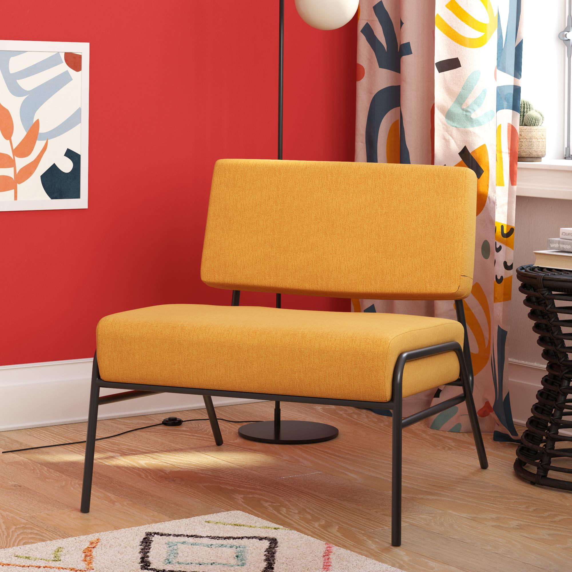 Novogratz Ciara Accent Chair, Living Room Furniture, Mustard Linen