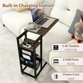 thumbnail image 3 of Barara King Nightstand Sofa Table, End Table, Side Table,C-shaped End Table with Charging Station and Retractable Tabletop-Coffee, 3 of 10