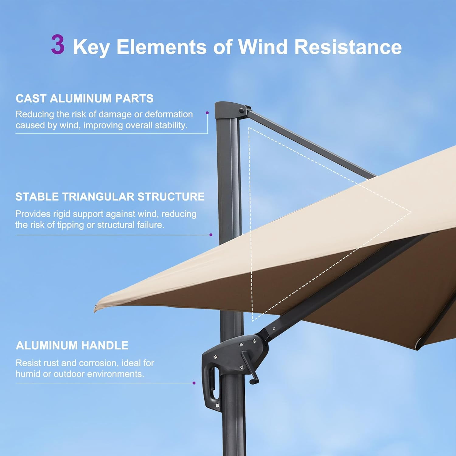 PURPLE LEAF Outdoor Cantilever Umbrellas 9' X 12' Rectangle Large Patio Umbrella Offset Umbrella with 360°Rotation Tilting And Hanging Double Top, Taupe