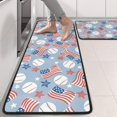 thumbnail image 2 of Kitchen Rugs Sets Of 2,Blue Baseballs and USA Flags Pattern Anti Fatigue Kitchen Mat Rugs Non Slip Washable,Decorative Kitchen Floor Mats for Kitchen,Sink,Laundry,17"x47"+17"x47", 2 of 5