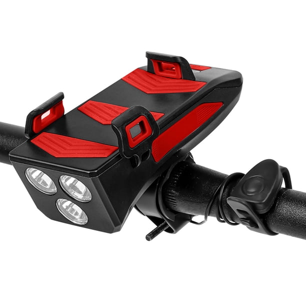 4 en 1 bicicleta teléfono cargador soporte faro ciclismo luz (rojo 4000 mAh)