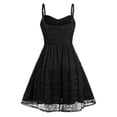 thumbnail image 3 of Women's Gothic Lace Mesh Halloween Mini Dress, Sleeveless Spaghetti Strap A-Line Dress, Corset Lace Up Sheer Overlay Casual Cosplay Party Outfit for Women Black B L, 3 of 3